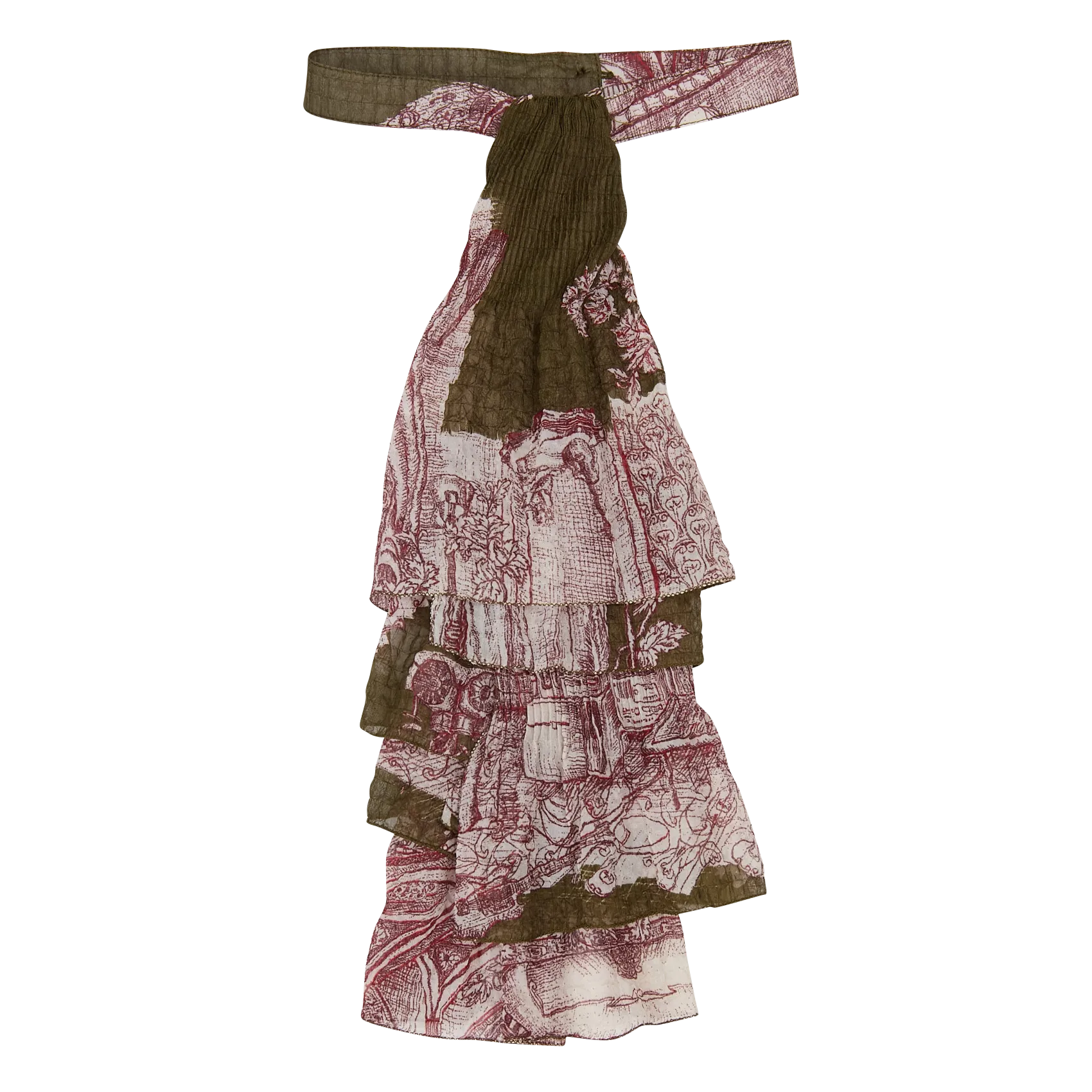 Bedruckte Fliege mit Volants Grun