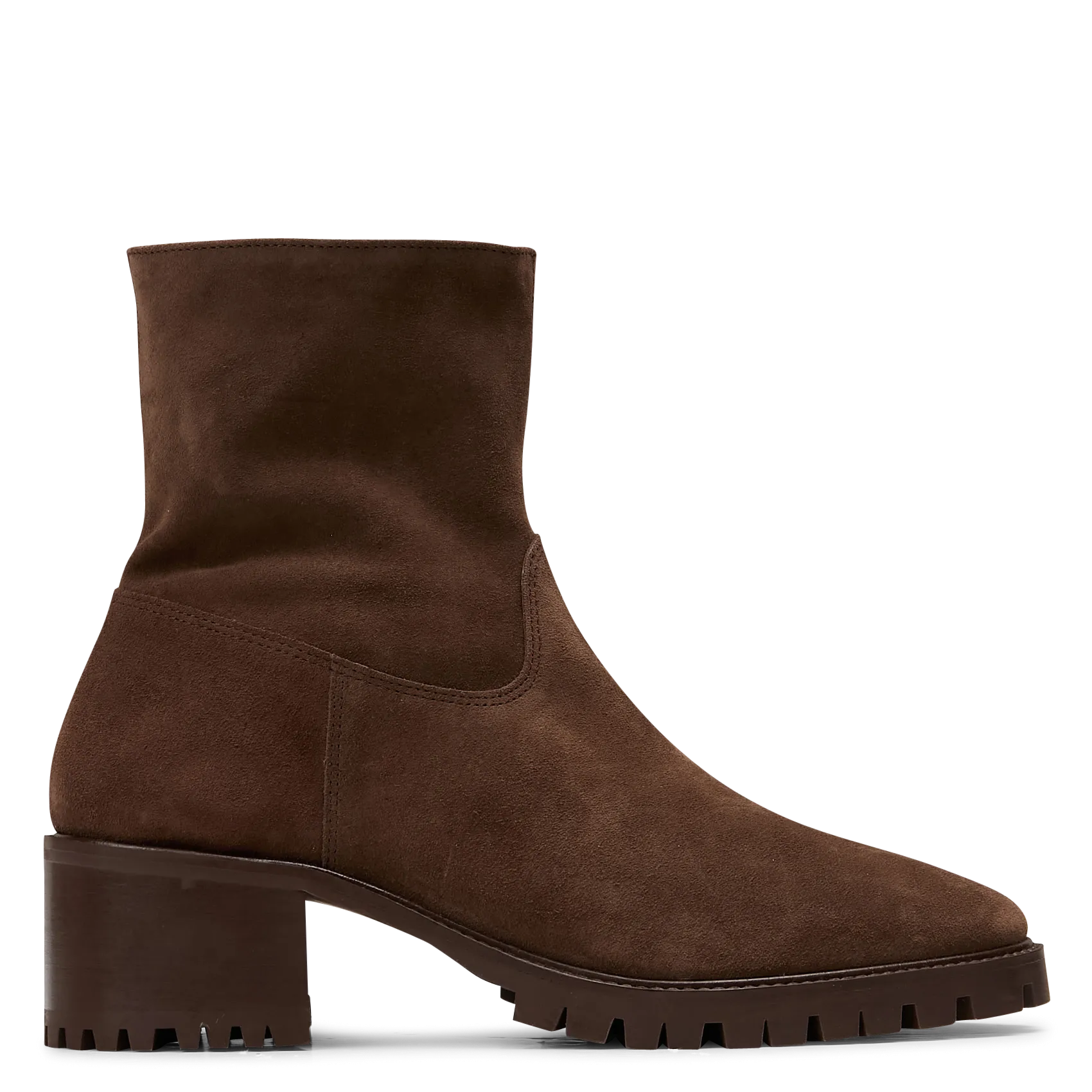 Veloursleder-Stiefeletten mit Absatz Braun N°79