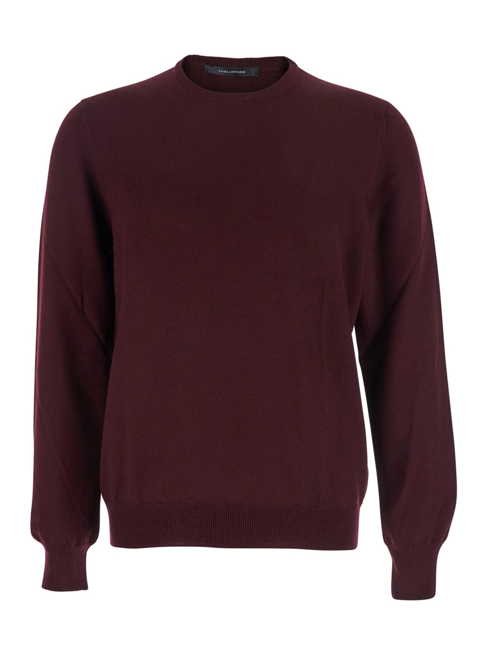 Bordeauxfarbener Pullover mit geripptem Design aus Wolle Herren