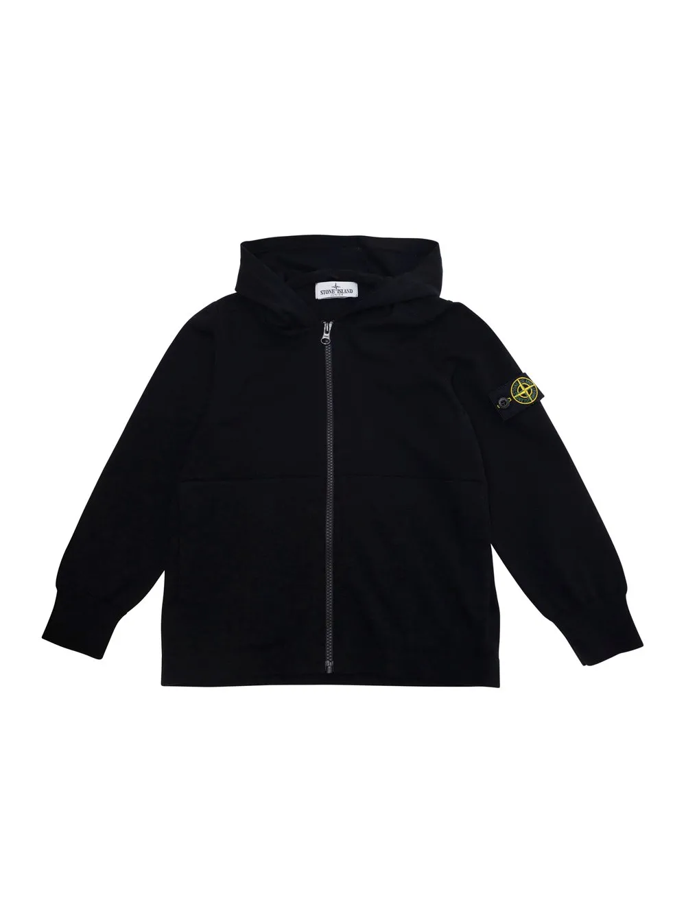 Schwarzes Sweatshirt mit Kapuze und abnehmbarem Kompass-Logo auf dem Ärmel aus Baumwolle Jungen