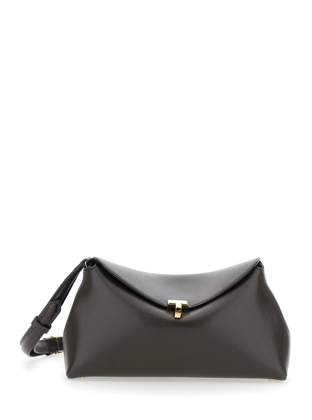 Braune Handtasche "T-Lock" mit verstellbarem und abnehmbarem Schulterriemen und Drehverschluss aus Leder Damen