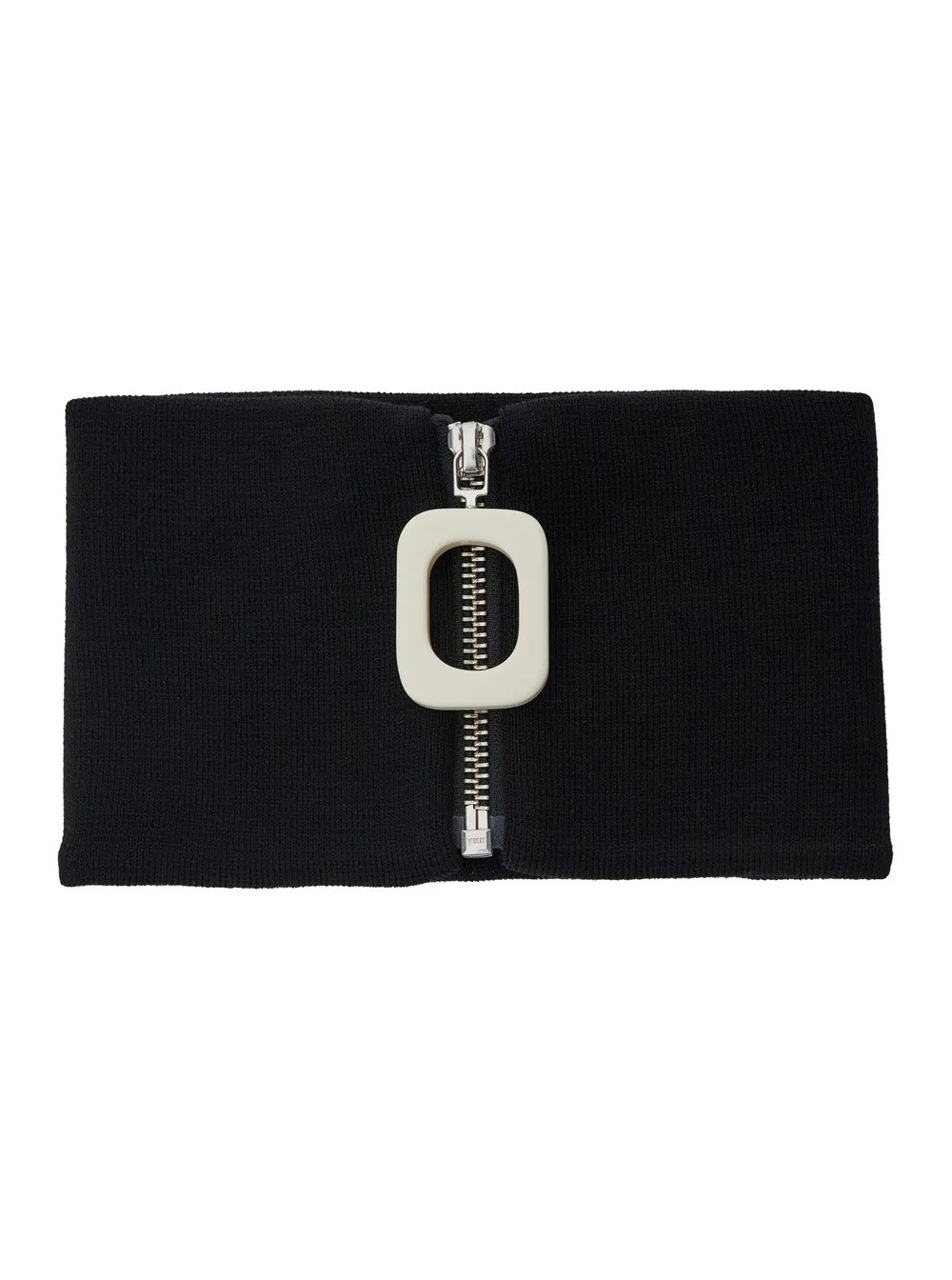 Schwarzes Strickhalsband mit Reißverschluss auf der Vorderseite aus Wolle Herren