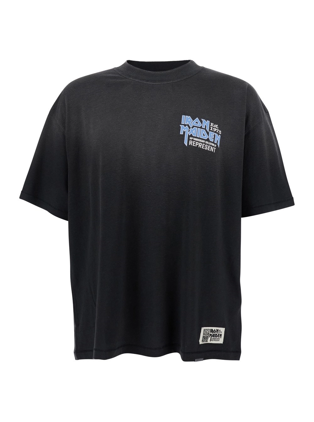 Schwarzes T-Shirt mit Rundhalsausschnitt und Logo vorne und hinten aus Baumwollmischung Herren