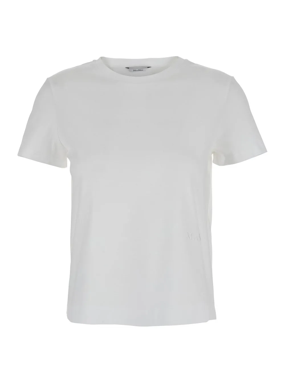 T-Shirt "Nerina" für Damen aus Baumwolle in Weiß mit Rundhalsausschnitt und tonalem Logo-Schriftzug vorne