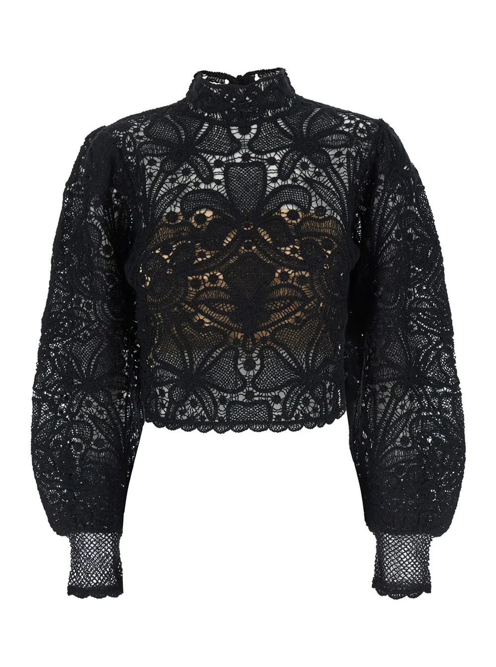 Schwarzes Crop-Top mit floralem Muster aus Viskose-Mischung Damen