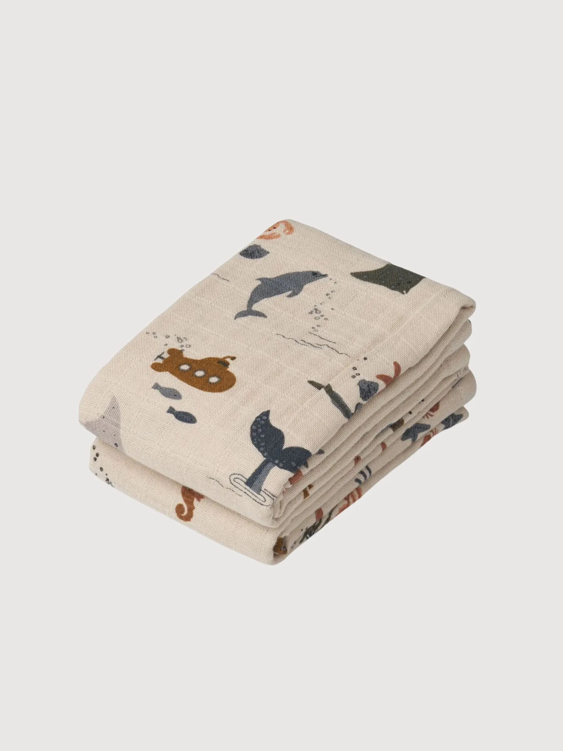 Lewis Muslin Cloth 2 Pack Sea Creature Sandy | Liewood