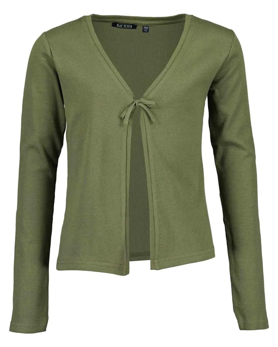 Cardigan im Rippenstrick, Biobaumwolle, schilf