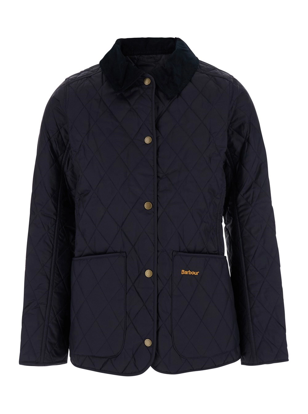 Polyamid - gesteppte Jacke für Damen Navy in Blau mit kontrastfarbenem Kragen