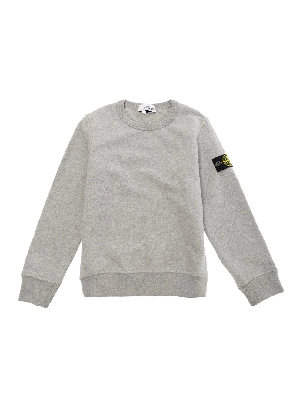 Graues Sweatshirt mit Rundhalsausschnitt und Logoaufnäher aus Baumwolle Herren