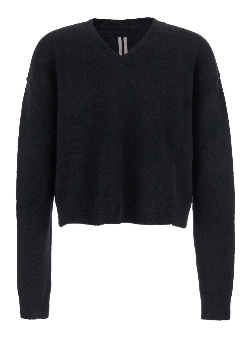 Schwarzer Pullover mit V-Ausschnitt und überschnittenen Schultern aus Wollmischung Herren