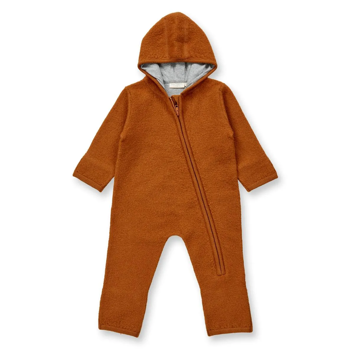 Wollanzug mit Kapuze, GOTS-zertifiziert, kamelbraun