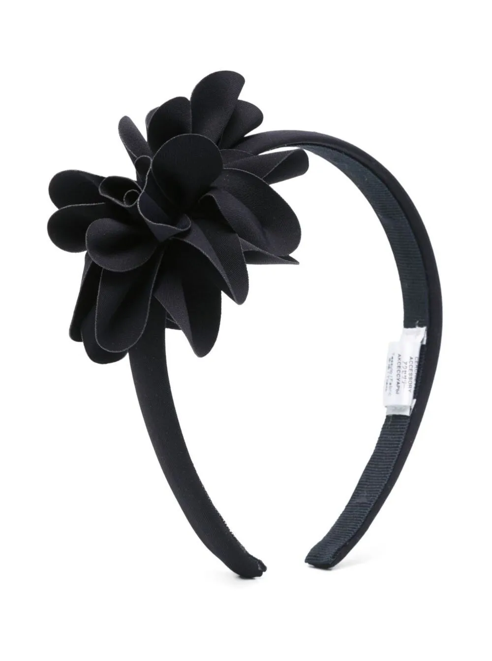 Schwarzes Stirnband mit Blumenapplikation aus Stoff Mädchen