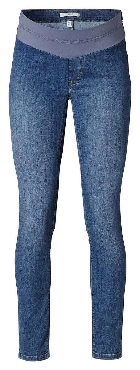 Umstands-Jeggings, hochelastisch, mittelblaue Waschung
