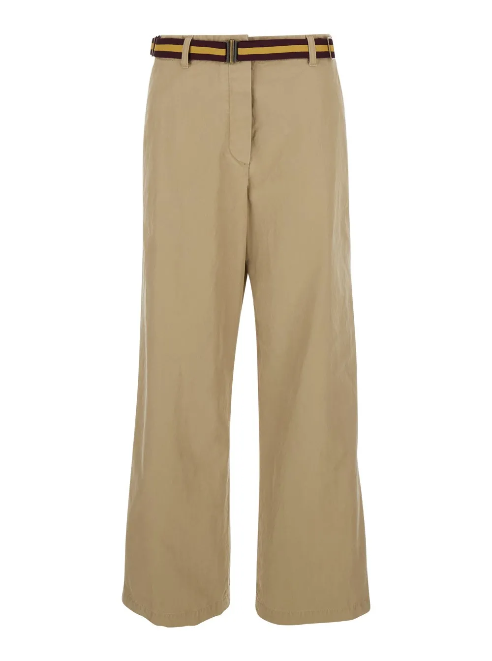 Baumwollhose für Damen in Beige mit Gürteln