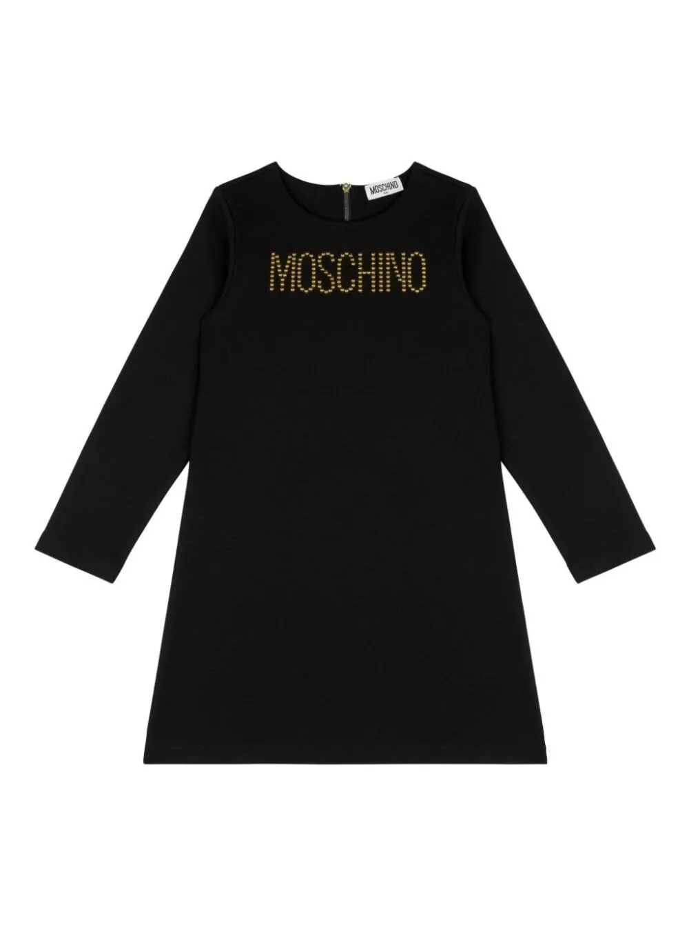 Schwarzes langärmeliges Kleid mit Logo aus Viskosemischung Mädchen