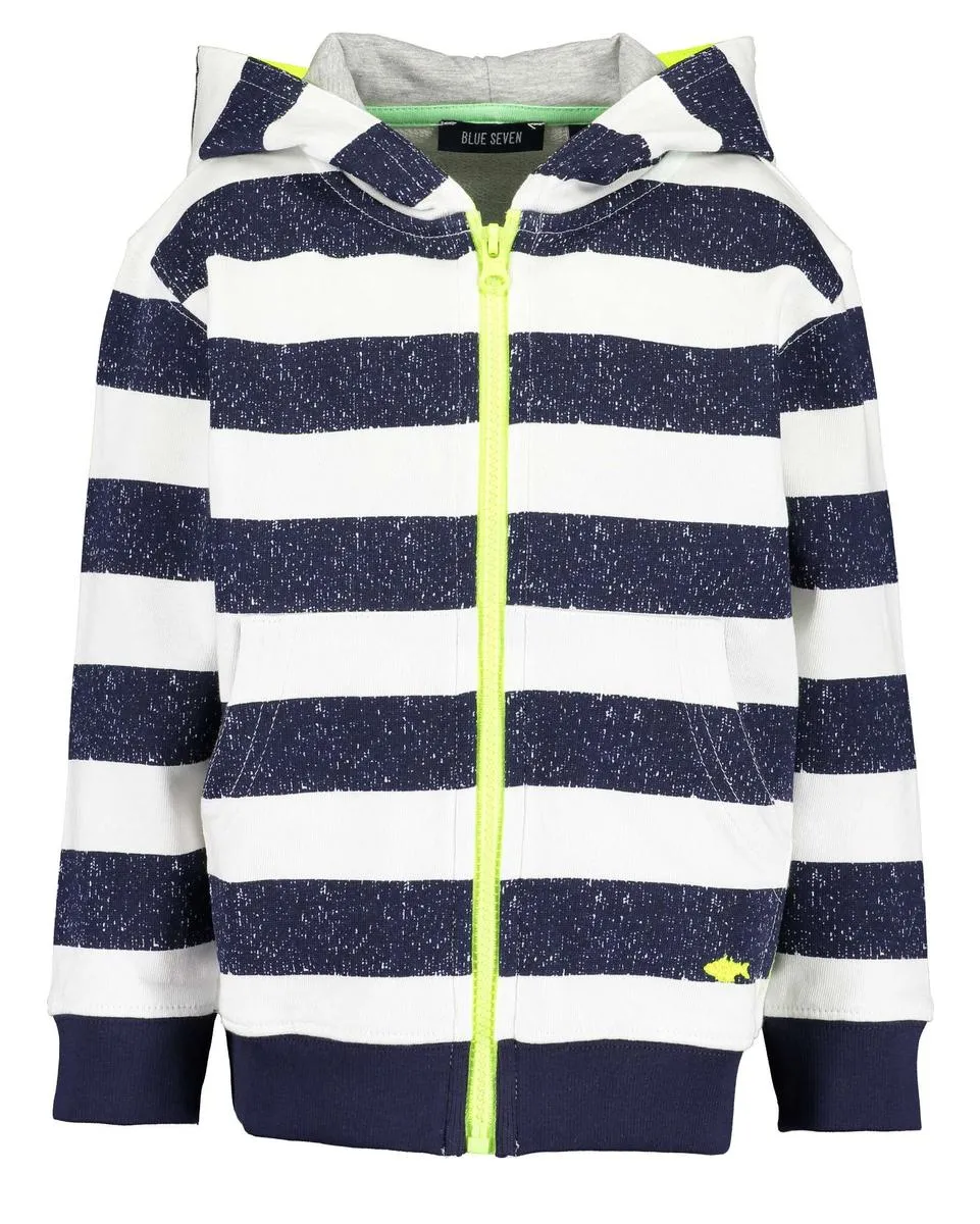 Sweatjacke mit Kapuze und Taschen, Biobaumwolle, blau-gestreift