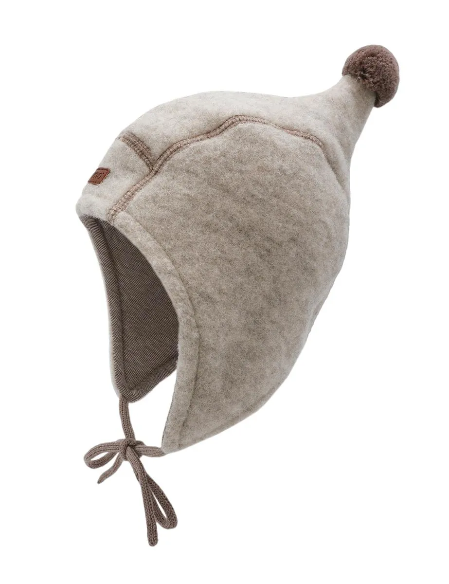 Zipfelmütze aus Wollfleece, GOTS-zertifiziert, beige