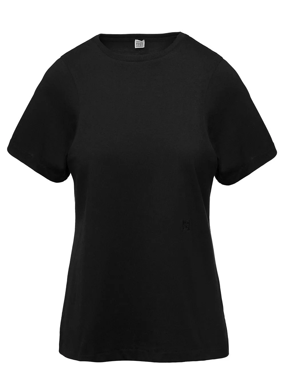 T-Shirt für Damen aus Baumwolle in Schwarz mit Rundhalsausschnitt