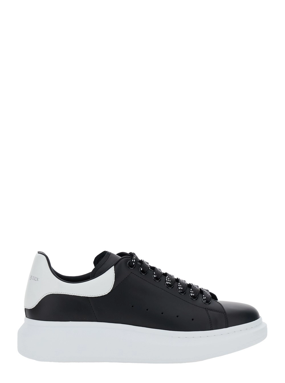 Schwarze Low-Top-Sneakers mit klobiger Sohle und kontrastfarbenem Absatz aus Leder Herren