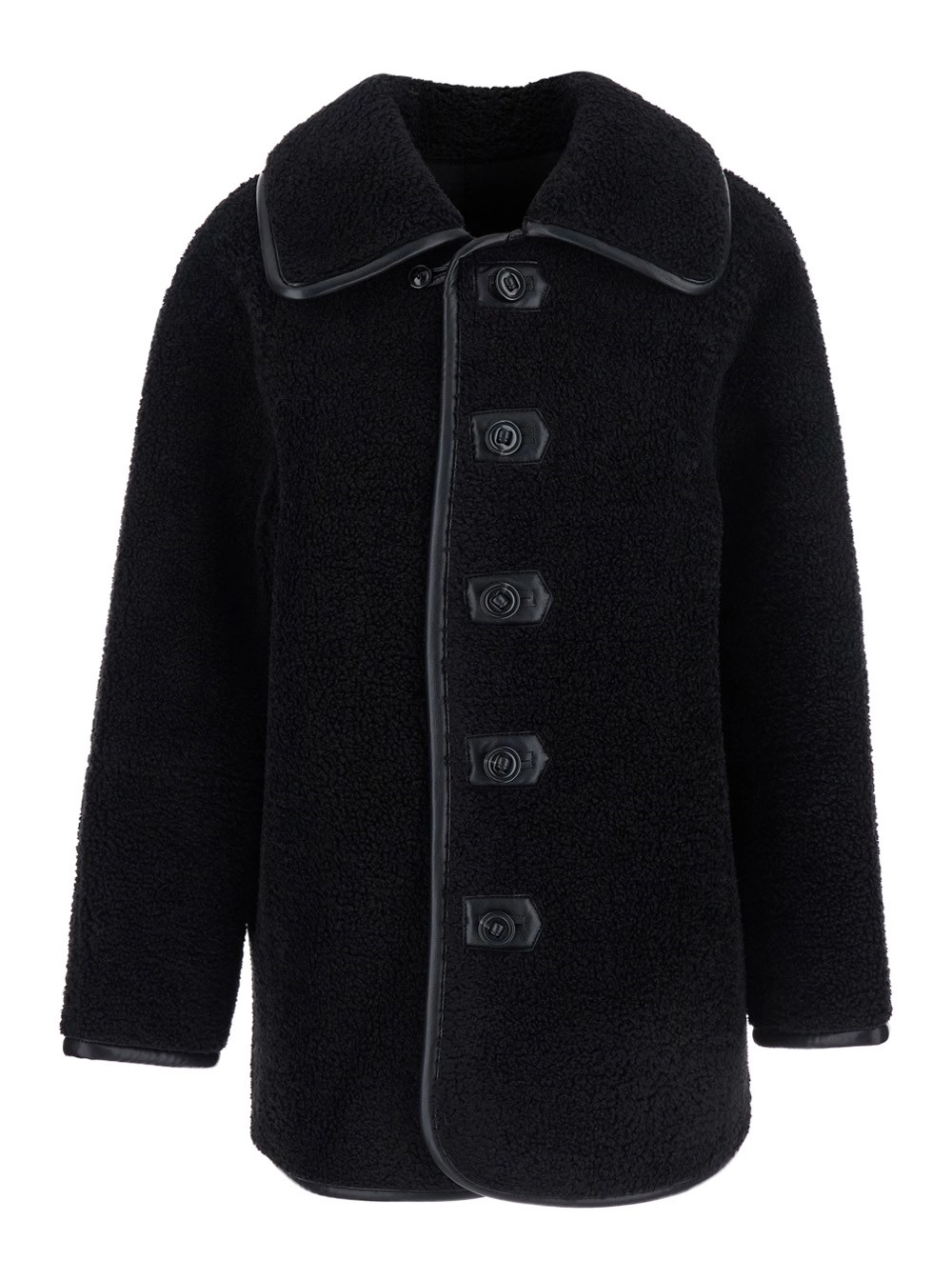 Schwarze Jacke mit wendbarem Design aus Kunstpelz Damen