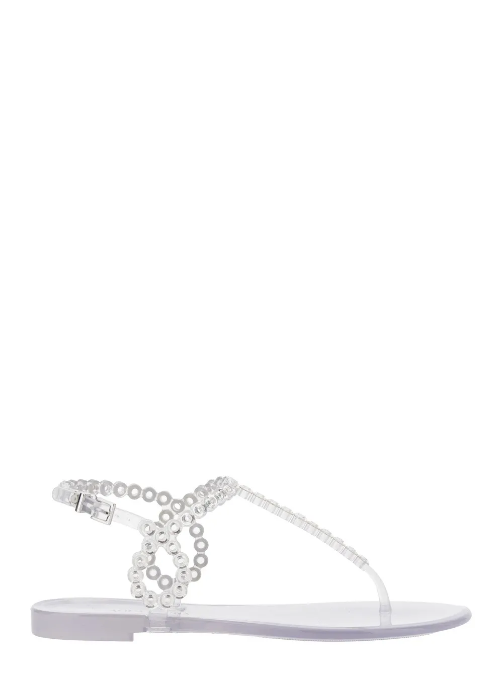 Metallic-Sandalen "Almost Bare" mit Ösenverzierungen und Schnallenverschluss aus Gummi Damen