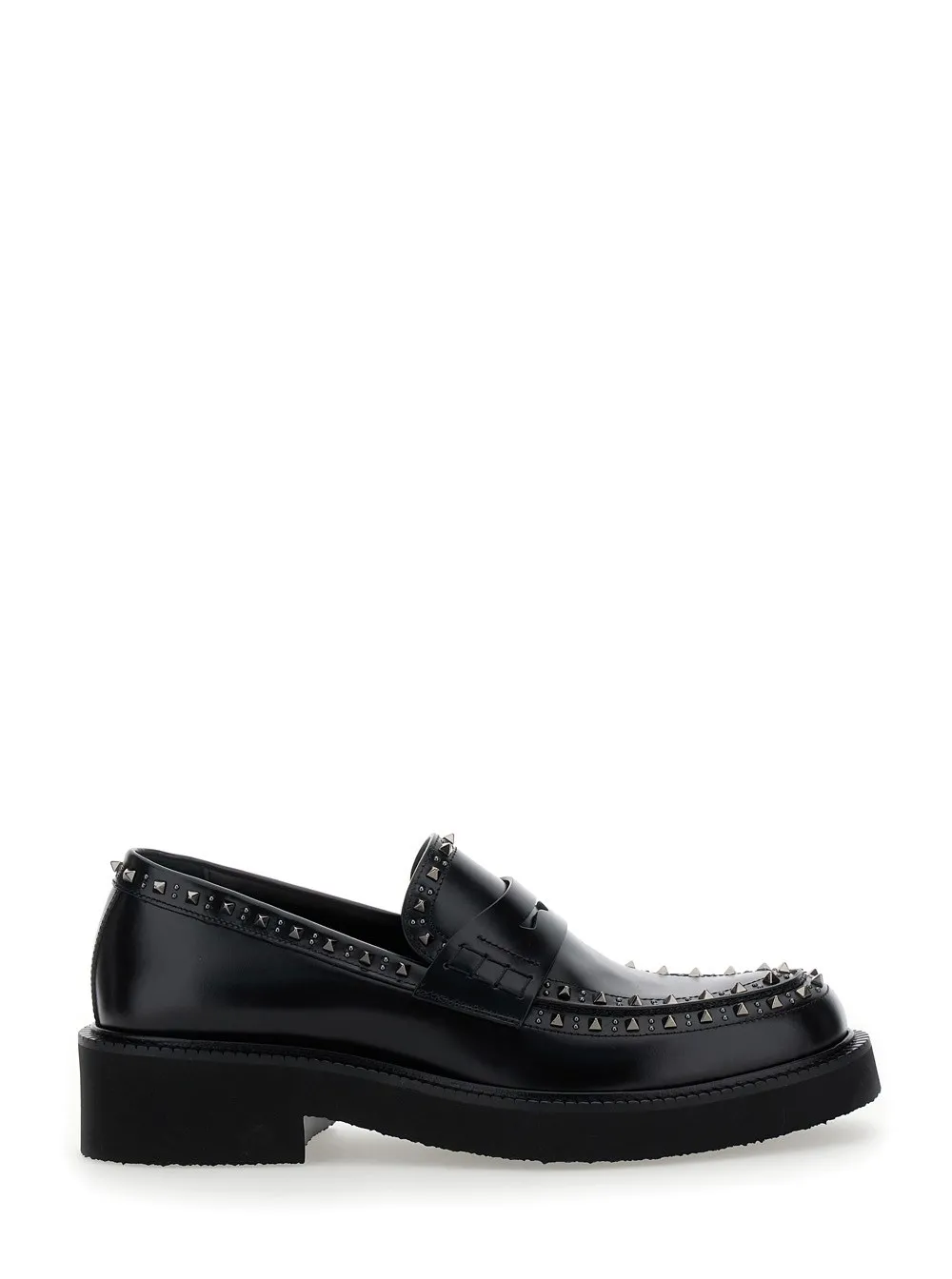'Gentleglam' Schwarze Loafers mit Nieten aus Leder Herren
