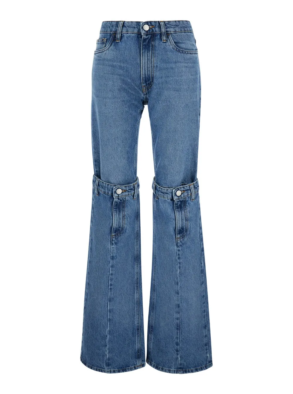 Hellblaue Jeans mit offenem Knie aus Denim Damen