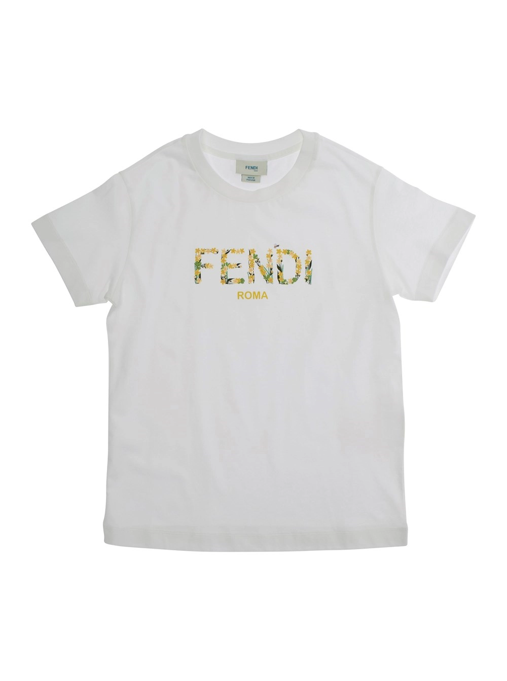 Weißes T-Shirt mit Rundhalsausschnitt und Logoschriftzug vorne aus Baumwolle Jersrey Girl