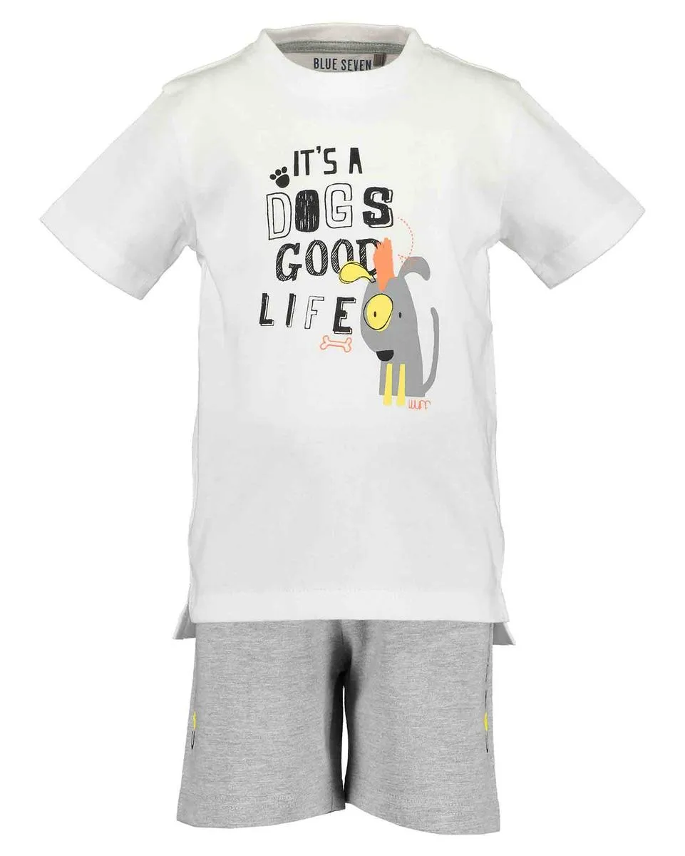 2-teiliges Set Shirt & Shorts, Biobaumwolle, weiß