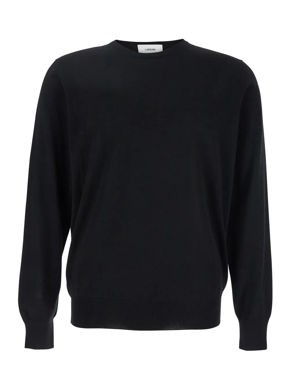 Schwarzer Rundhalspullover mit langen Ärmeln aus Woll- und Seidenmischung Herren