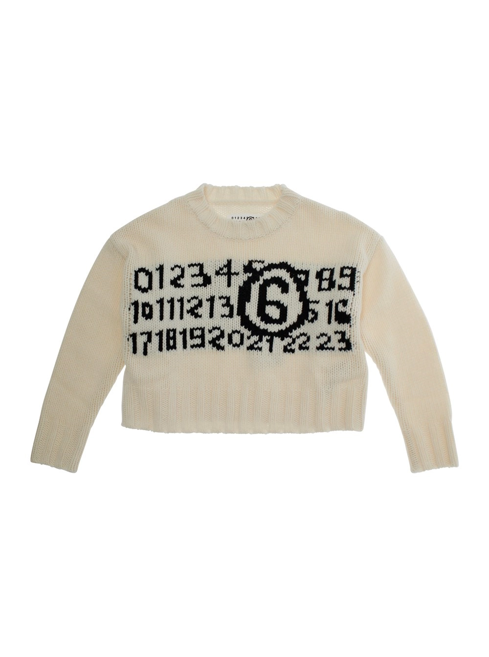 Weißer Pullover mit Maxi-Logo auf der Vorderseite aus Wolle Jungen