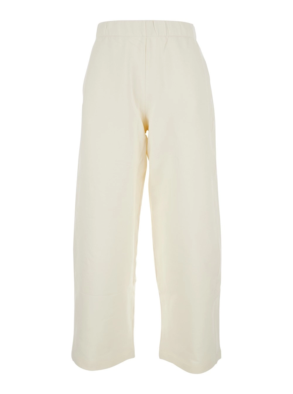Weiße Hose mit elastischem Bund aus Baumwolle und Seidenmischung Damen