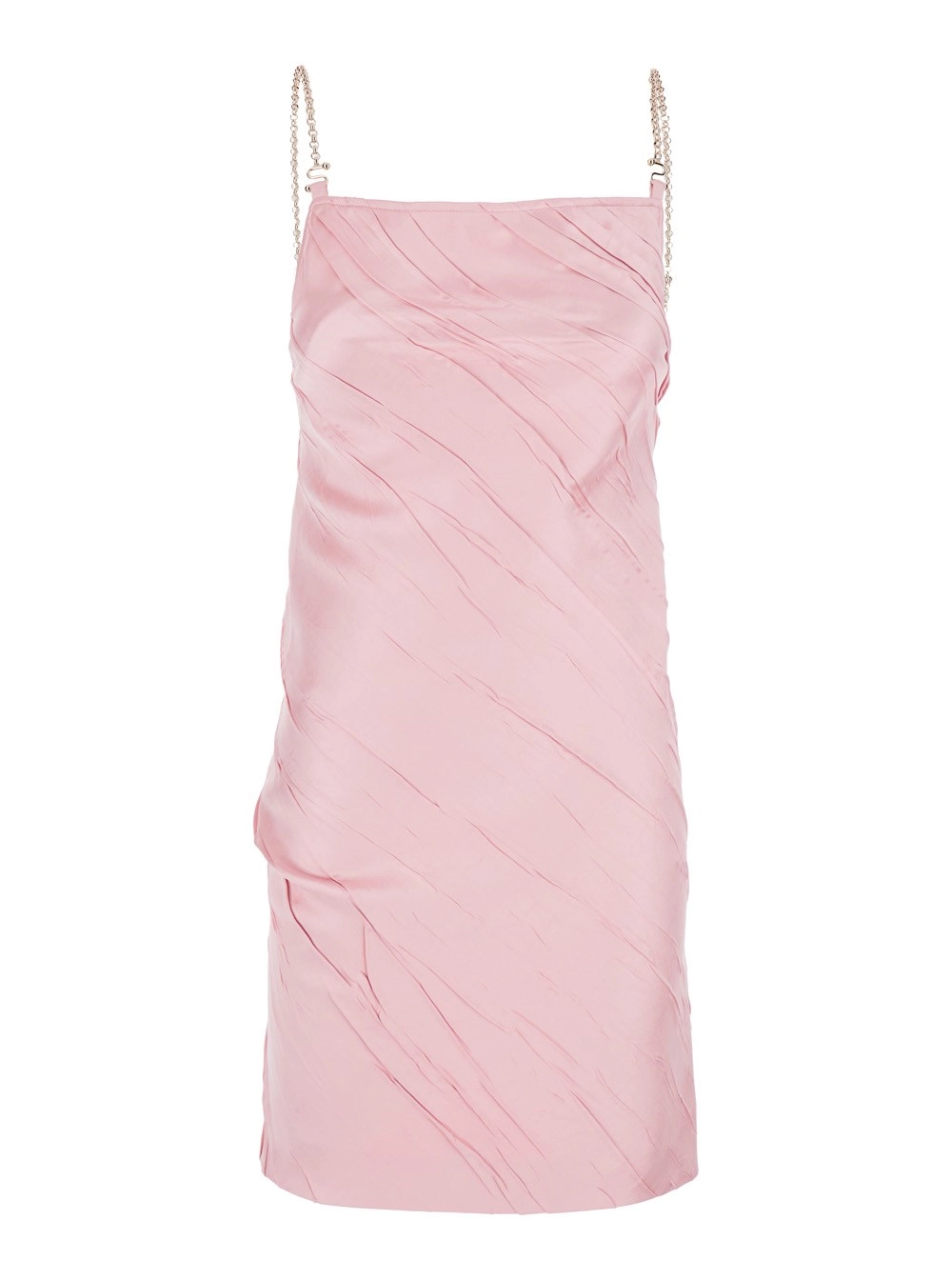 Rosa Kleid "Carta" mit abnehmbarem Schulterriemen mit Kettenglied und plissiertem Design aus technischem Stoff Damen