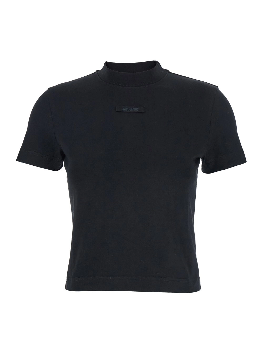 T-Shirt "Le T-Shirt Gros Grain" für Damen aus Baumwolle in Stretch in Schwarz mit Rundhalsausschnitt und Logo-Aufnäher vorne